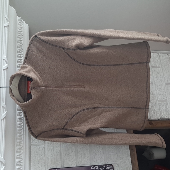 Women's Carve Designs Fitted Activewear Brown Fleece Half Zipper Sweatshirt SZ L - Picture 1 of 9